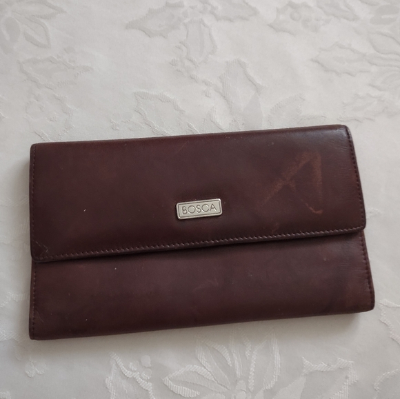BOSCA italian leather wallet chocolate dark brown